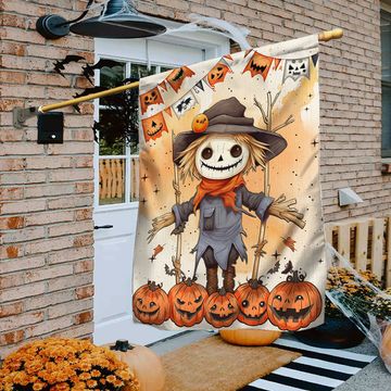 Discover Spooky Scarecrow Fall Halloween Pumpkin Flag