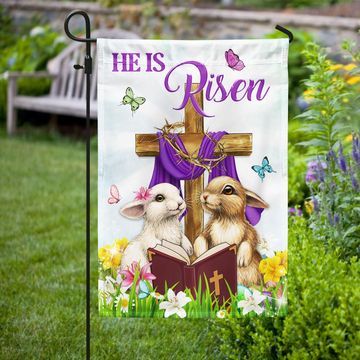 Discover Easter Flag He Is Risen Bunny Cross Christian