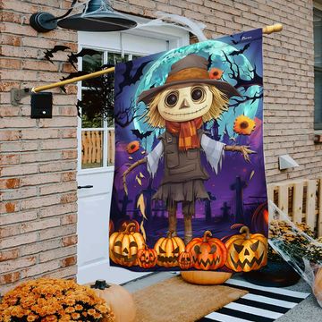 Discover Spooky Scarecrow Halloween Flag