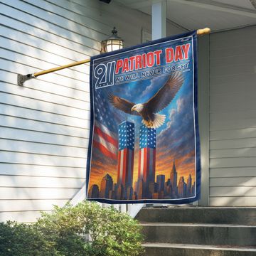 Discover American Flag - We Will Never Forget 9/11 Flag with Twin Towers and Eagle