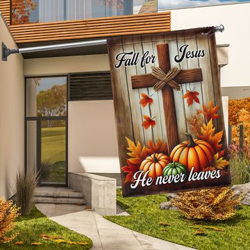Discover Fall Flag Fall For Jesus He Never Leaves Flag