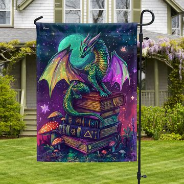 Discover Book Dragon Fantasy Reader Flag