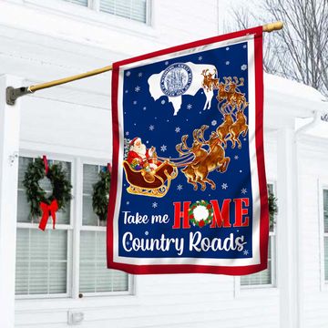 Discover Wyoming Take Me Home Country Roads Christmas Santa Claus Flag