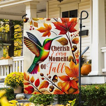 Discover Hummingbird Fall Autumn Leaves Flag