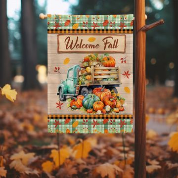 Discover Welcome Fall Pumpkins Harvest Truck Thanksgiving Flag