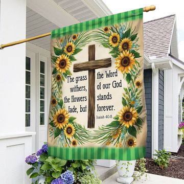 Discover Bible Verse Christian Flag The Word Of Our God Stands Forever Flower Garden House Flag