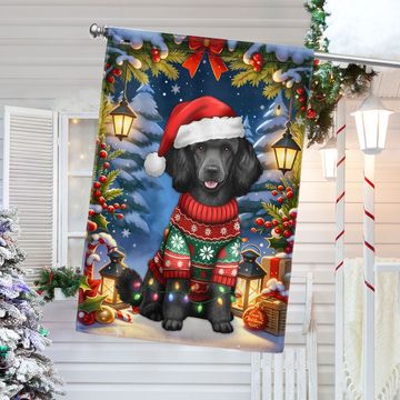 Discover Black Cocker Spaniel Christmas Flag for Winter Holiday Decorations