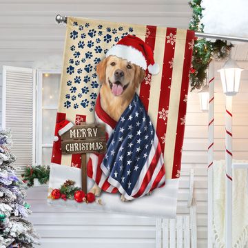 Discover Merry Christmas Flag | Patriotic Golden Retriever American Flag