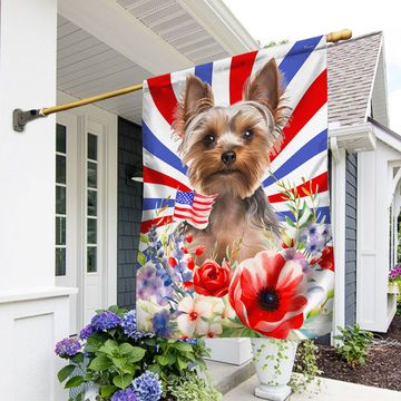 Discover Flagwix American Flag - Patriotic Yorkshire Terrier Flowers 4th Of july Flag TQN1302Fv1