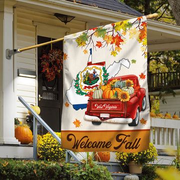 Discover West Virginia State Welcome Fall Pumpkins Flag