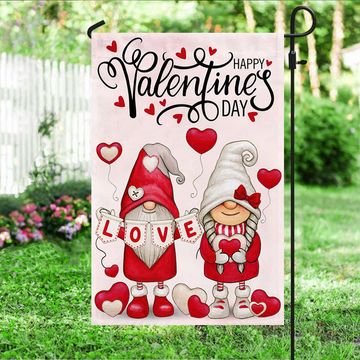 Discover Happy Valentine's Day Gnome Couple Flag