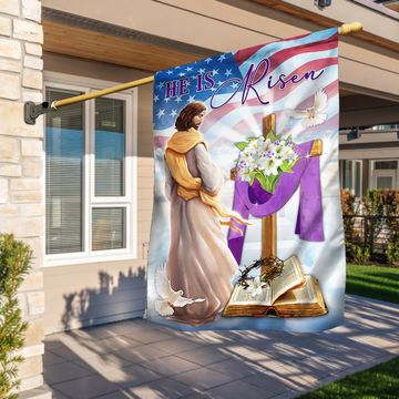 Discover Jesus Easter Day He Is Risen Jesus Christ Cross Flag