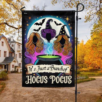 Discover Hocus Pocus Halloween Three Witches It's Just a Bunch of Hocus Pocus Flag