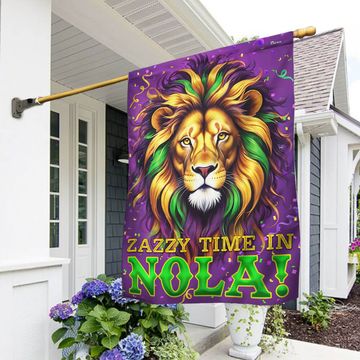 Discover Mardi Gras Lion Zazzy Time In Nola Flag