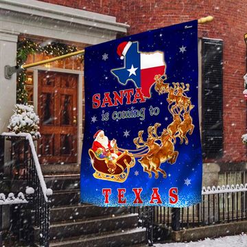 Discover Texas Christmas Flag Santa Is Coming To Texas TQN1681Fv2