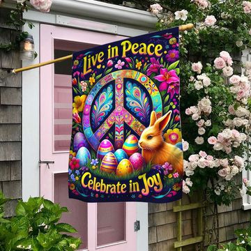 Discover FLAGWIX  Hippie Peace Sign Easter Day Live in Peace Celebrate in Joy Flag