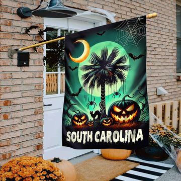Discover South Carolina Halloween Pumpkin Spooky Flag