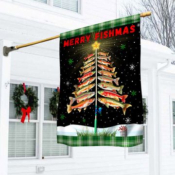 Discover Merry Fishmas  Tree Christmas Flag