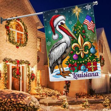 Discover Louisiana Pelican Christmas Flag