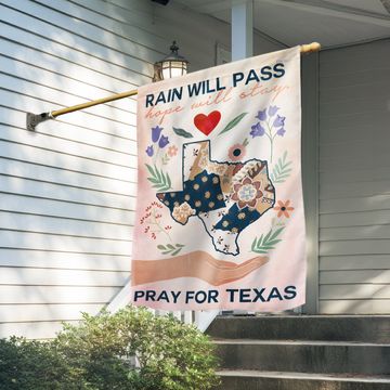 Discover Pray for Texas Hope Flag - Rain Will Pass Flood Relief Flag with Floral Design