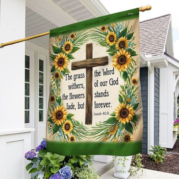 Discover Bible Verse Christian Flag The Word Of Our God Stands Forever Flower Garden House Flag TQN3517Fv1
