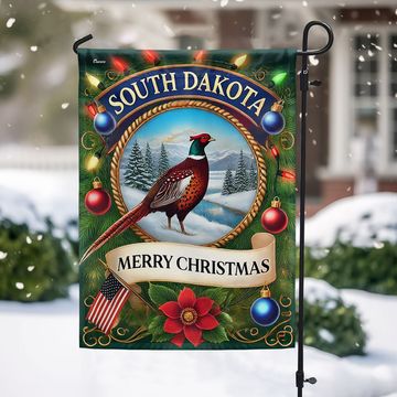 Discover South Dakota Pheasant Bird Christmas Flag
