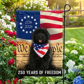 Discover Black Goldendoodle Flag, 250 Years of Freedom American Flag
