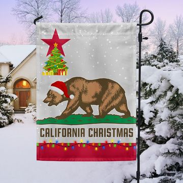 Discover California Christmas Santa Bear Merry Christmas Flag