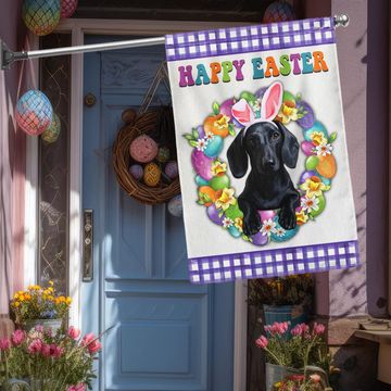 Discover Black Dachshund Dog Happy Easter Flag