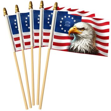 Discover Betsy Ross 1776 2026 Flag, Patriotic with Eagle Handheld American Flag