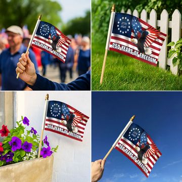 Discover 250 Years of Freedom Flag, 1776–2026 Eagle Betsy Ross Handheld Flag
