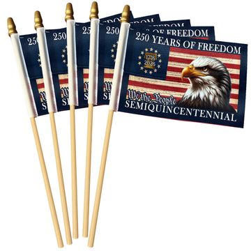 Discover 250 Years of Freedom American Handheld Flag, Patriotic Eagle American Flag