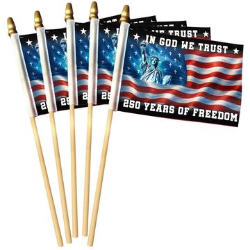 Discover 250 Years of Freedom Handheld Flag, God Bless America Patriotic Flag Decor