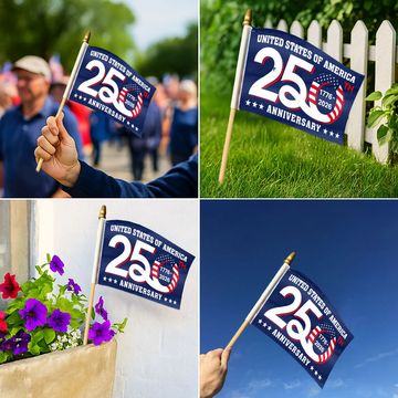 Discover 250th Anniversary 1776 2026 United States of America Handheld Flag