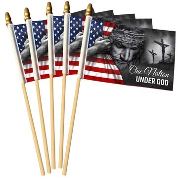 Discover One Nation Under God Handheld Flag, Jesus Christian American Flag