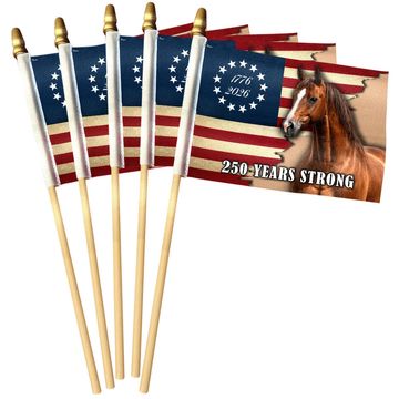 Discover Horse American Flag, 250 Years Strong Patriotic Horse Handheld Flag
