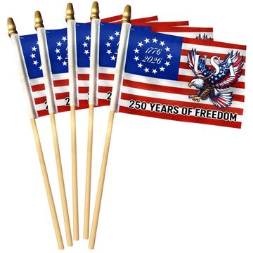 Discover 250 Years Of Freedom Flag, Bald Eagle Patriotic 1776–2026 Handheld Flag