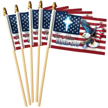 Discover One Nation Under God Flag, Patriotic with Eagle Handheld American Flag