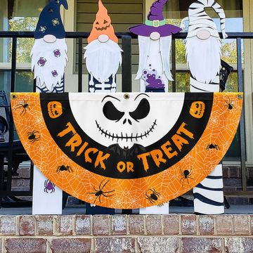 Discover Trick Or Treat Happy Halloween Non-Pleated Fan Flag