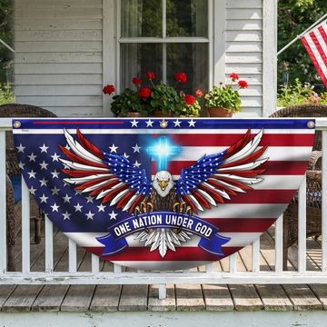 Discover One Nation Under God Patriotic Eagle Non-Pleated Fan Flag 3-Day Shipping
