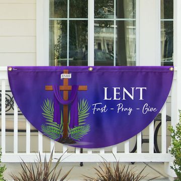 Discover Lent Season Fast Pray Give Jesus Christian Cross Non-Pleated Fan Flag