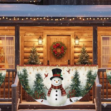 Discover Snowman Festive Winter Holiday Christmas Non-Pleated Fan Flag