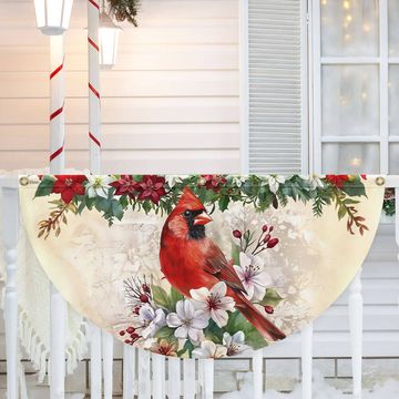 Discover Cardinal Bird Winter Christmas Non-Pleated Fan Flag