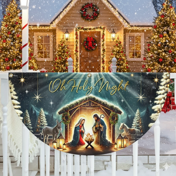 Discover Christmas Nativity Of Jesus Christ Holy Night Non-Pleated Fan Flag  3-Day Shipping