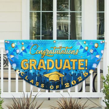 Discover Happy Graduation, Congratulation Graduate Class of 2025  Non-Pleated Fan Flag