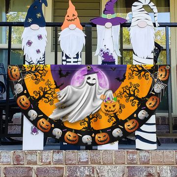 Discover Halloween Ghost Pumpkins Non-Pleated Fan Flag