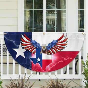 Discover Texas Patriotic American Eagle Non-Pleated Fan Flag