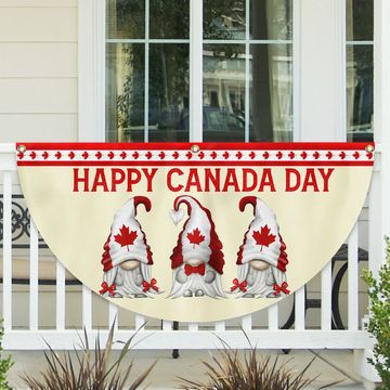 Discover Happy Canada Day Gnomes Non-Pleated Fan Flag