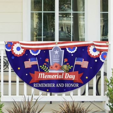 Discover Memorial Day Remember and Honor Veteran Non-Pleated Fan Flag
