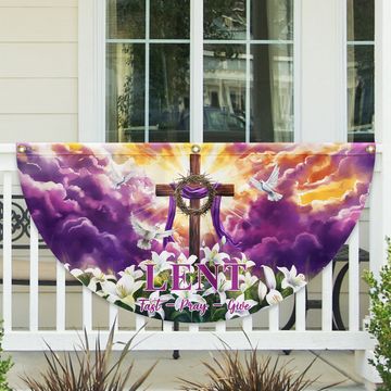 Discover The Season Of Lent Easter Christian Cross Non-Pleated Fan Flag